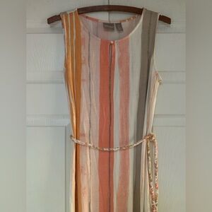 Chico's Watercolor Striped Tank Maxi Dress with Sash szS